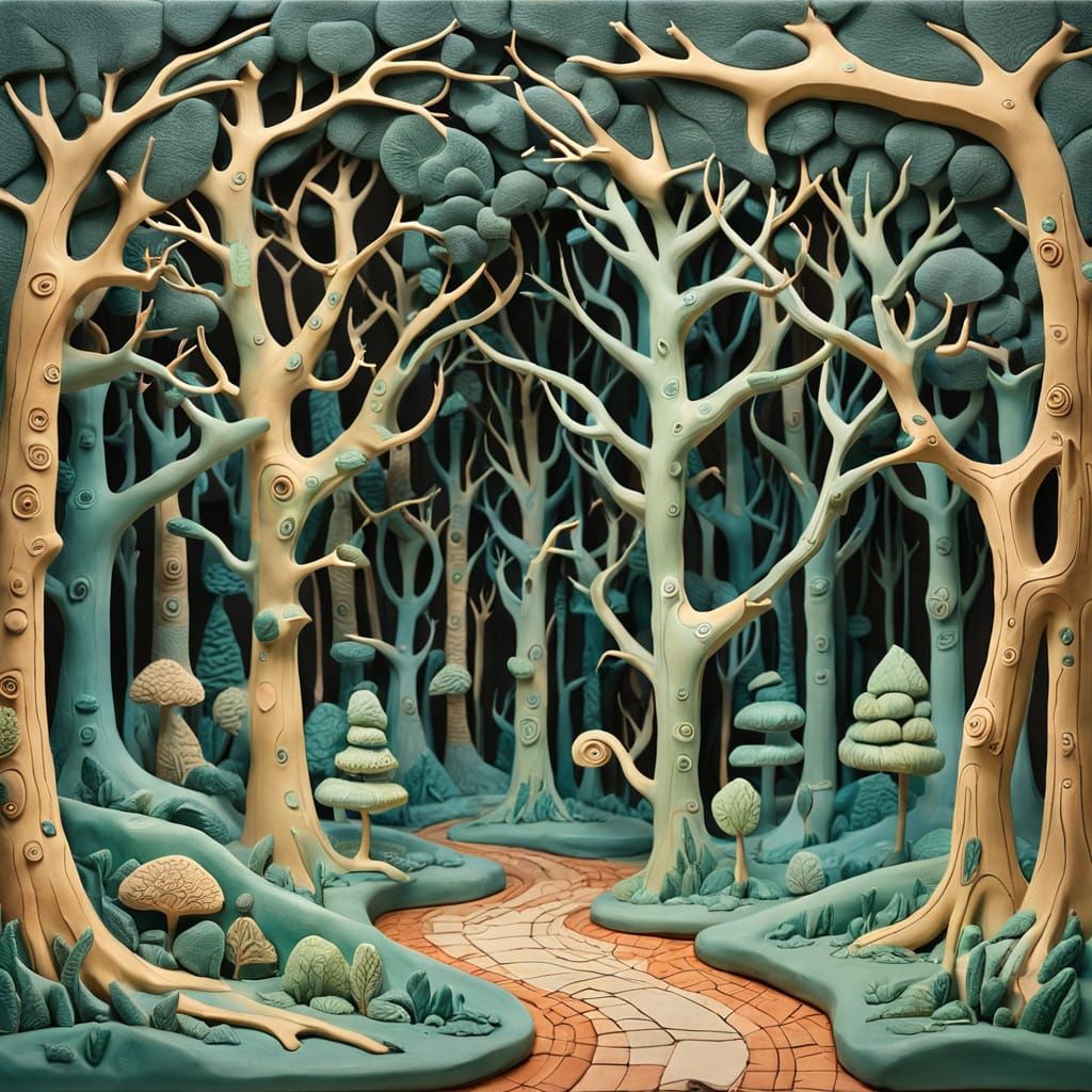 Dreamlike Clay Forest with Handmade Imperfections
