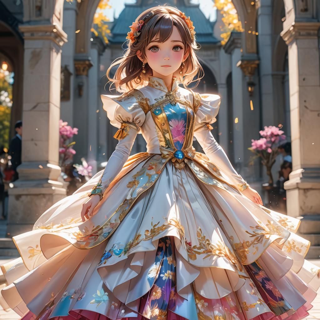 Elegant Anime Portrait of a Girl in Vibrant Colors