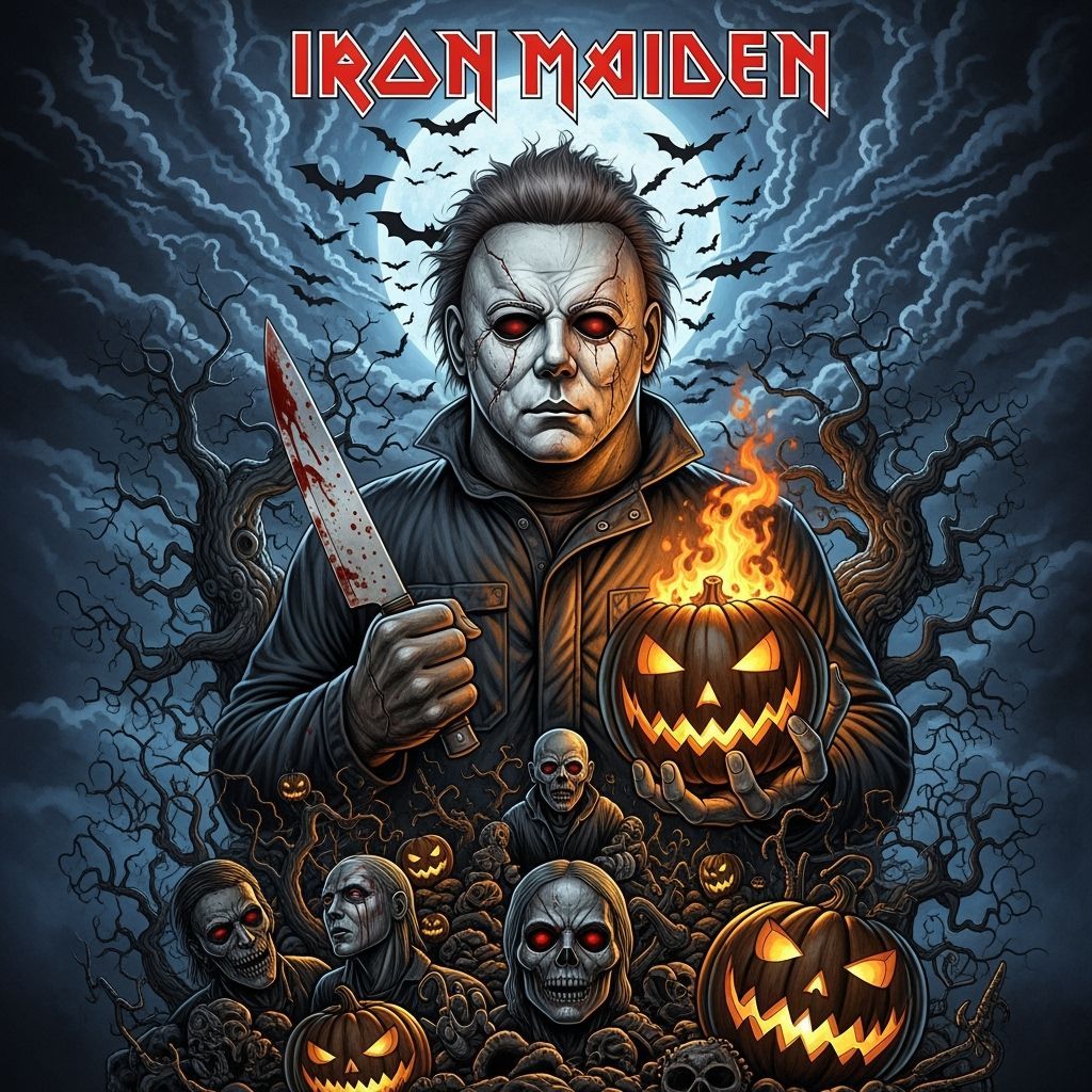 Michael Myers Halloween Album Cover in Metal Style
