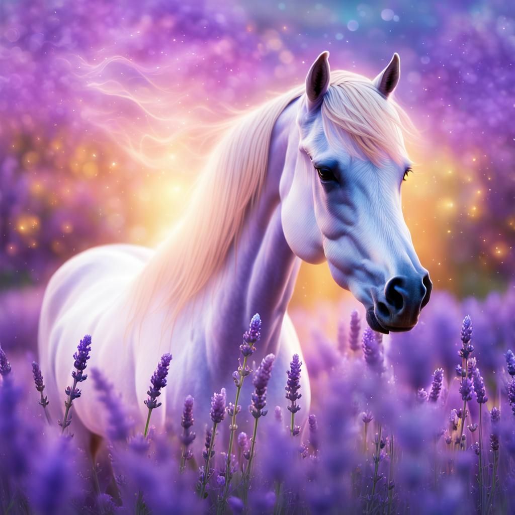 Palomino Horse in Lavender Field: Visionary Art