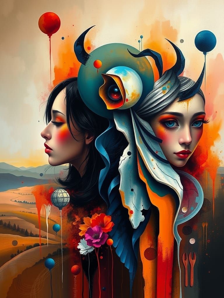 Ethereal Landscape Merging Human Expression in Collaborative...