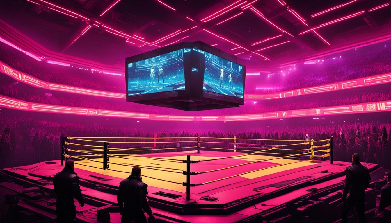 Cyberpunk Wrestling Ring with Neon Screen