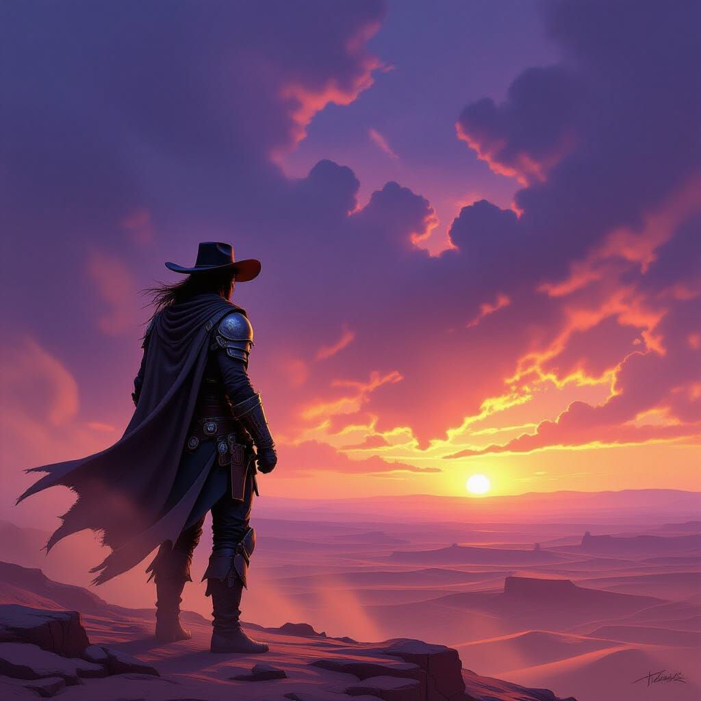 Lone Ranger in Desert Overlook, Dramatic Concept Art