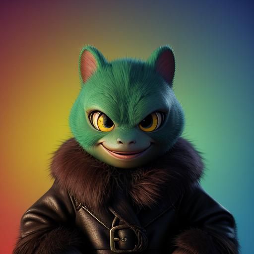 Baby Snake in Fur Coat: Pixar-Style 3D Art