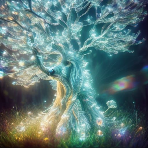 Glowing Crystal Tree in Ethereal Woods