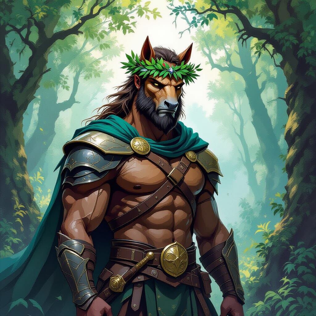 Majestic Centaur Warrior in Mystical Forest