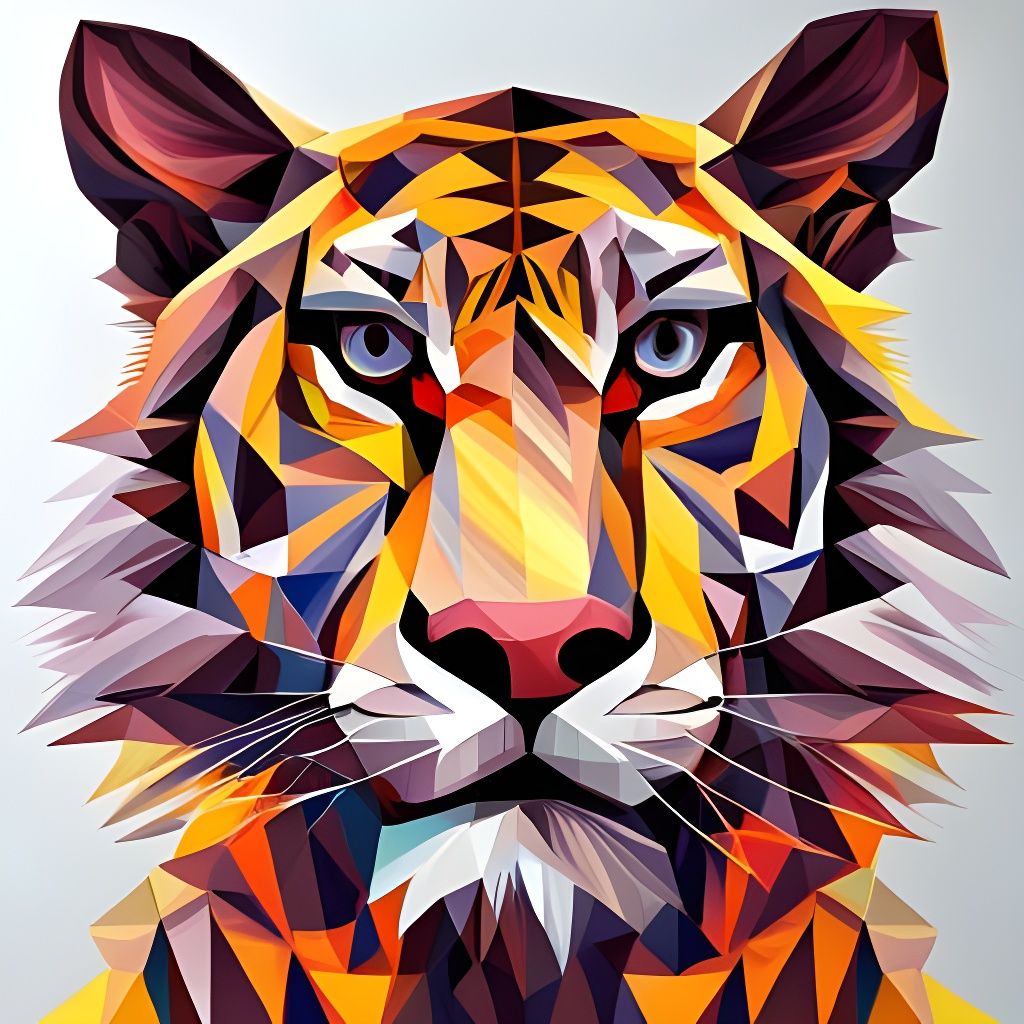 Geometric Tiger Art Inspired by Kinetic Art