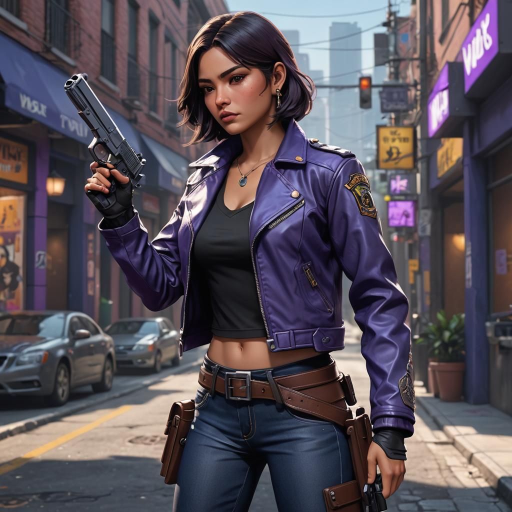 Mexican Detective in Anime Style With Pistol