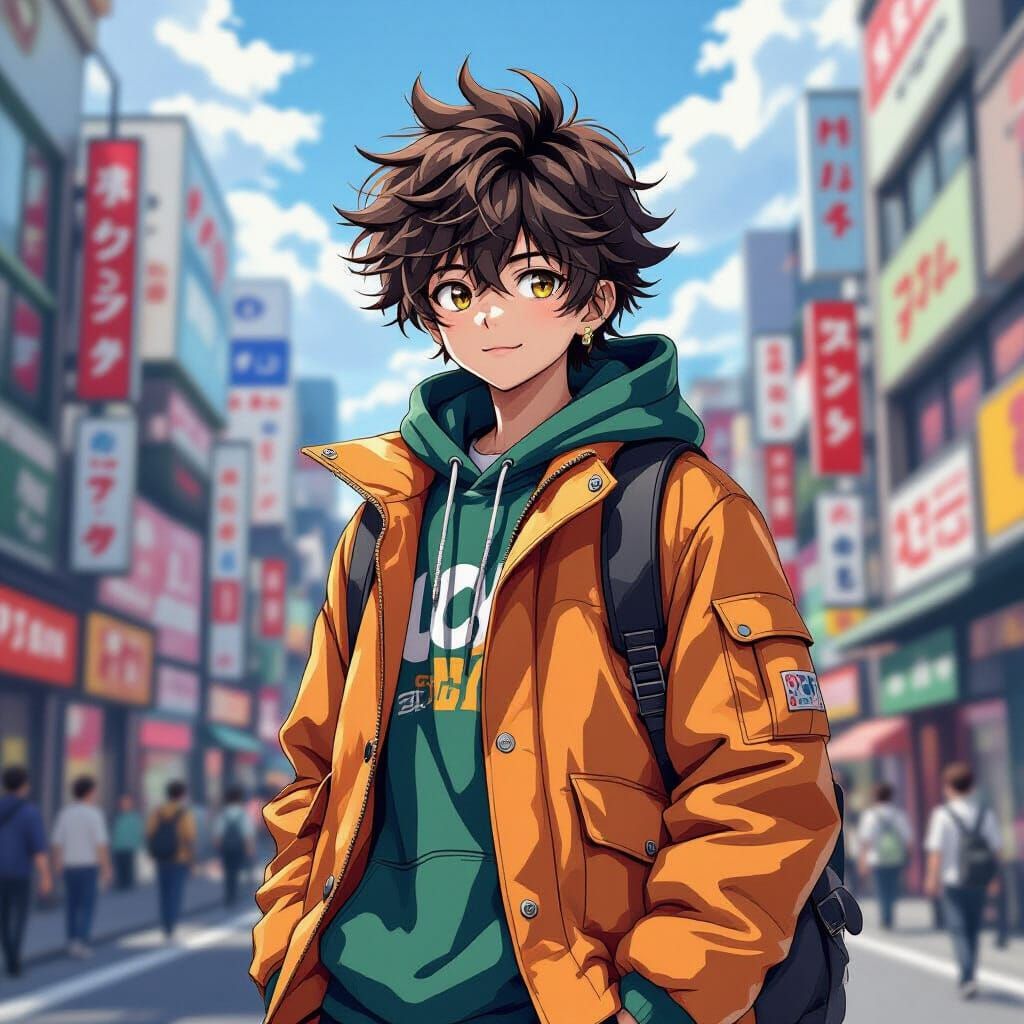 Trendy Anime Figure in Tokyo Cityscape
