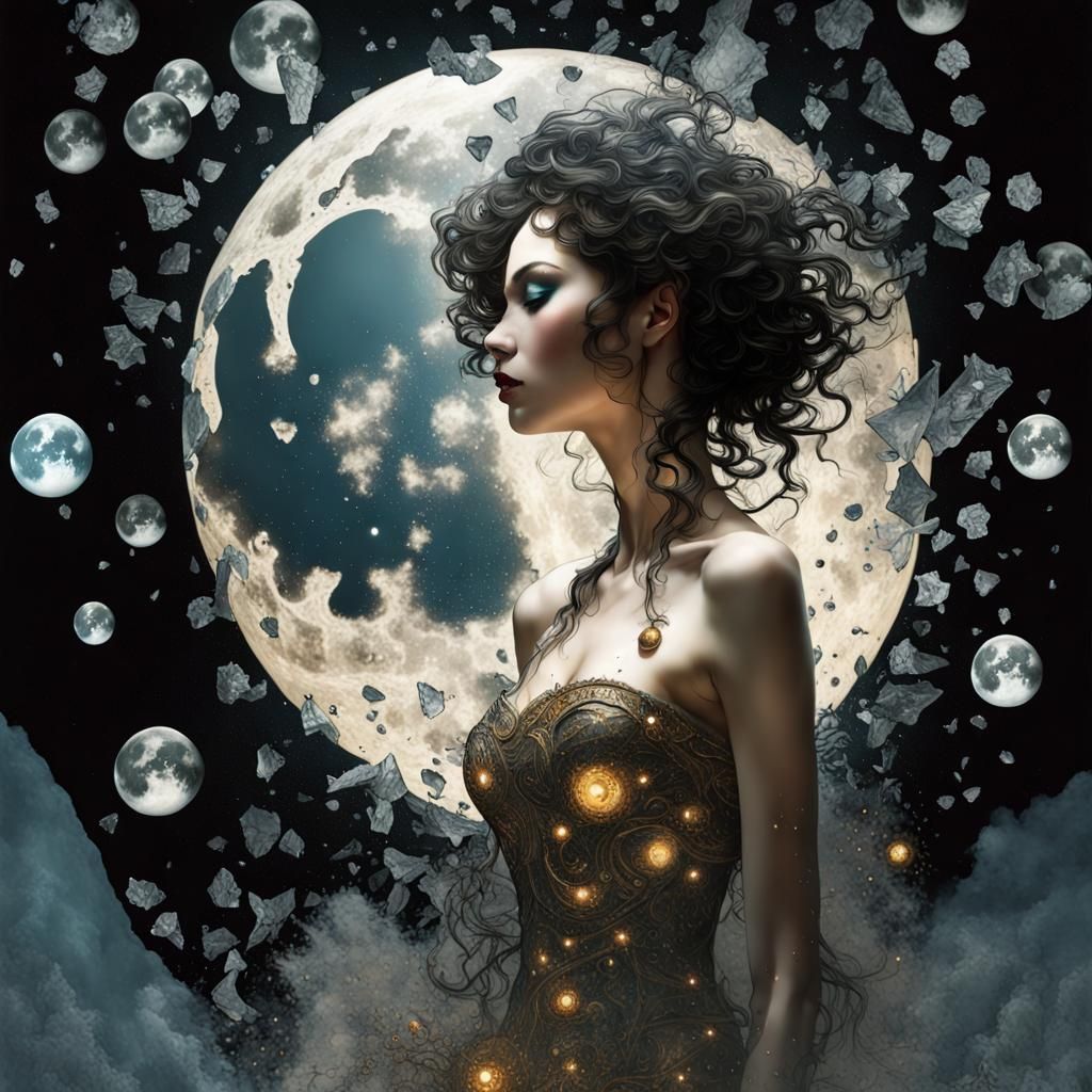 Galactic Queen Silhouette in Shattered Lava