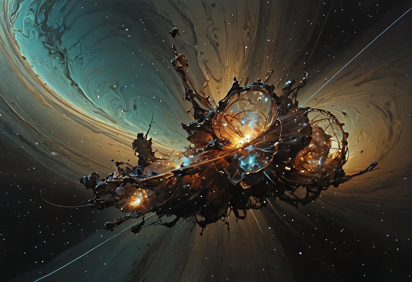 Cosmic Urban Dreamscape in Neon X-ray Style