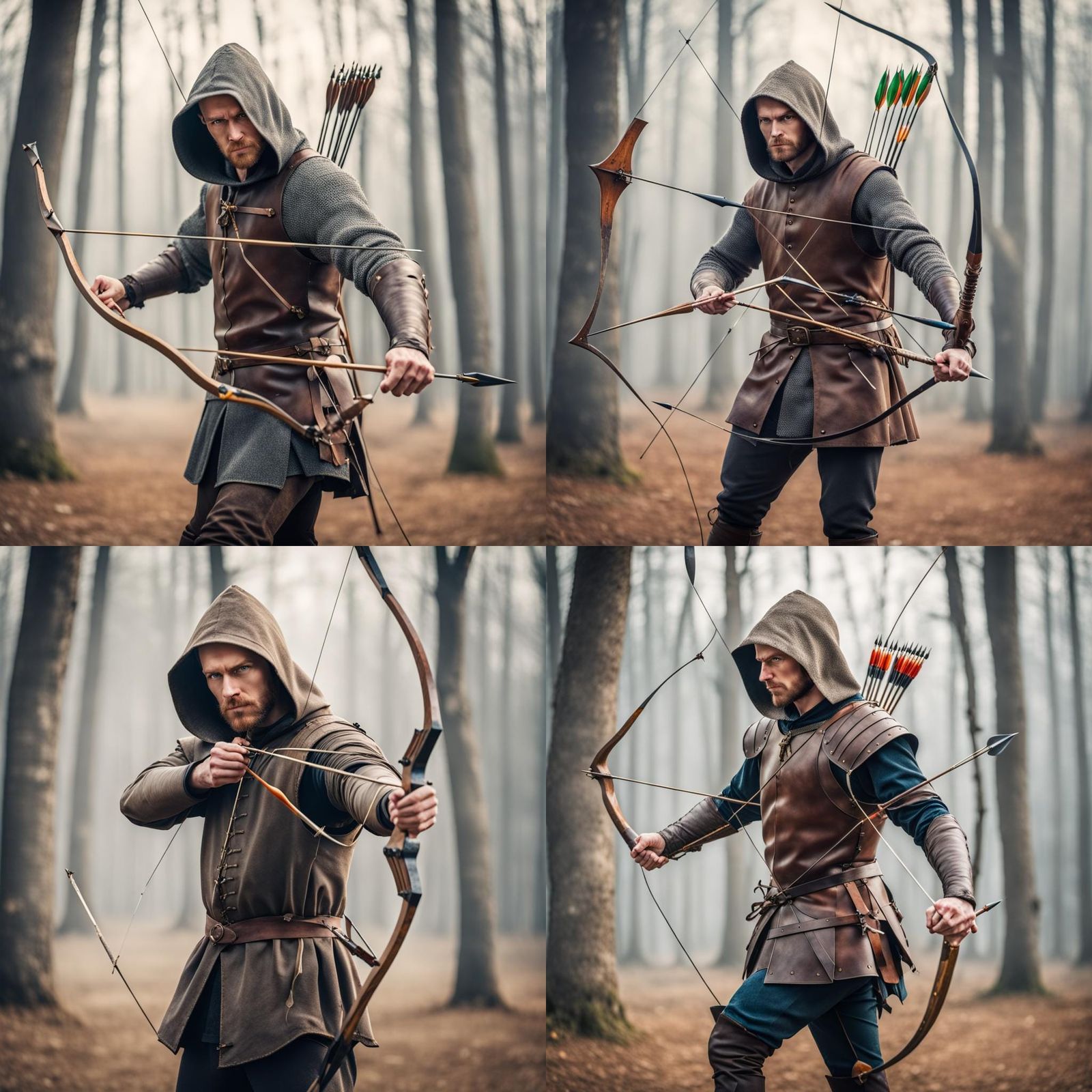 Medieval Archer Aiming Arrow with Fine Bow