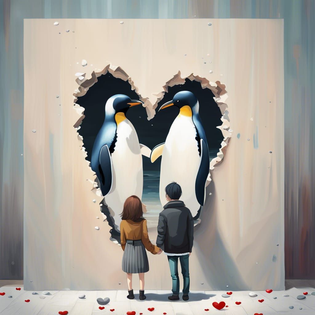 Heartbreak: A Couple's Tender Farewell in Digital Art