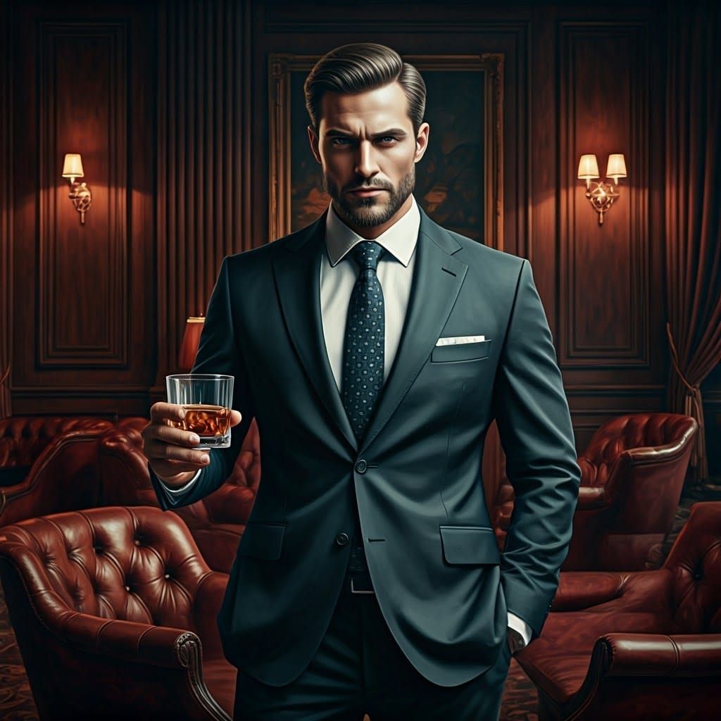 Confident Business Tycoon in Lavish Lounge