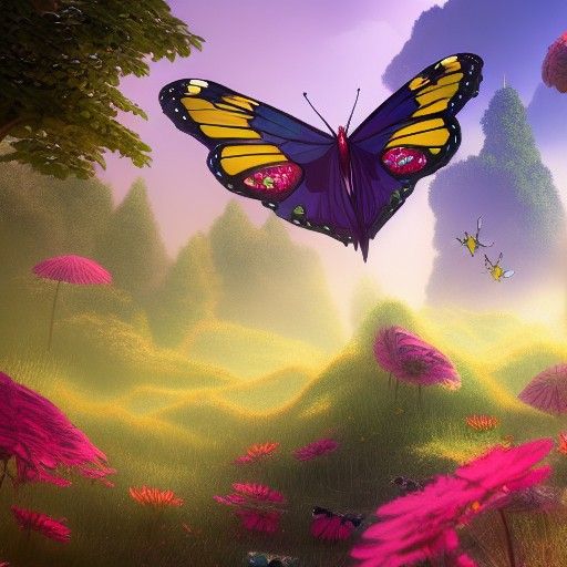 Detailed Matte Painting of a Butterfree
