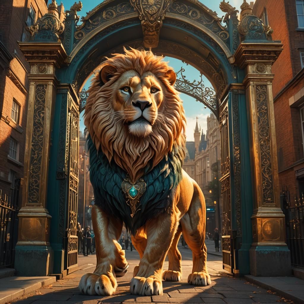 Humanoid Lion Creature Walks Through London Gate