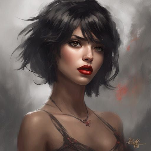 Beautiful Dark-Haired Amazonian Woman: Fantasy Art Portrait