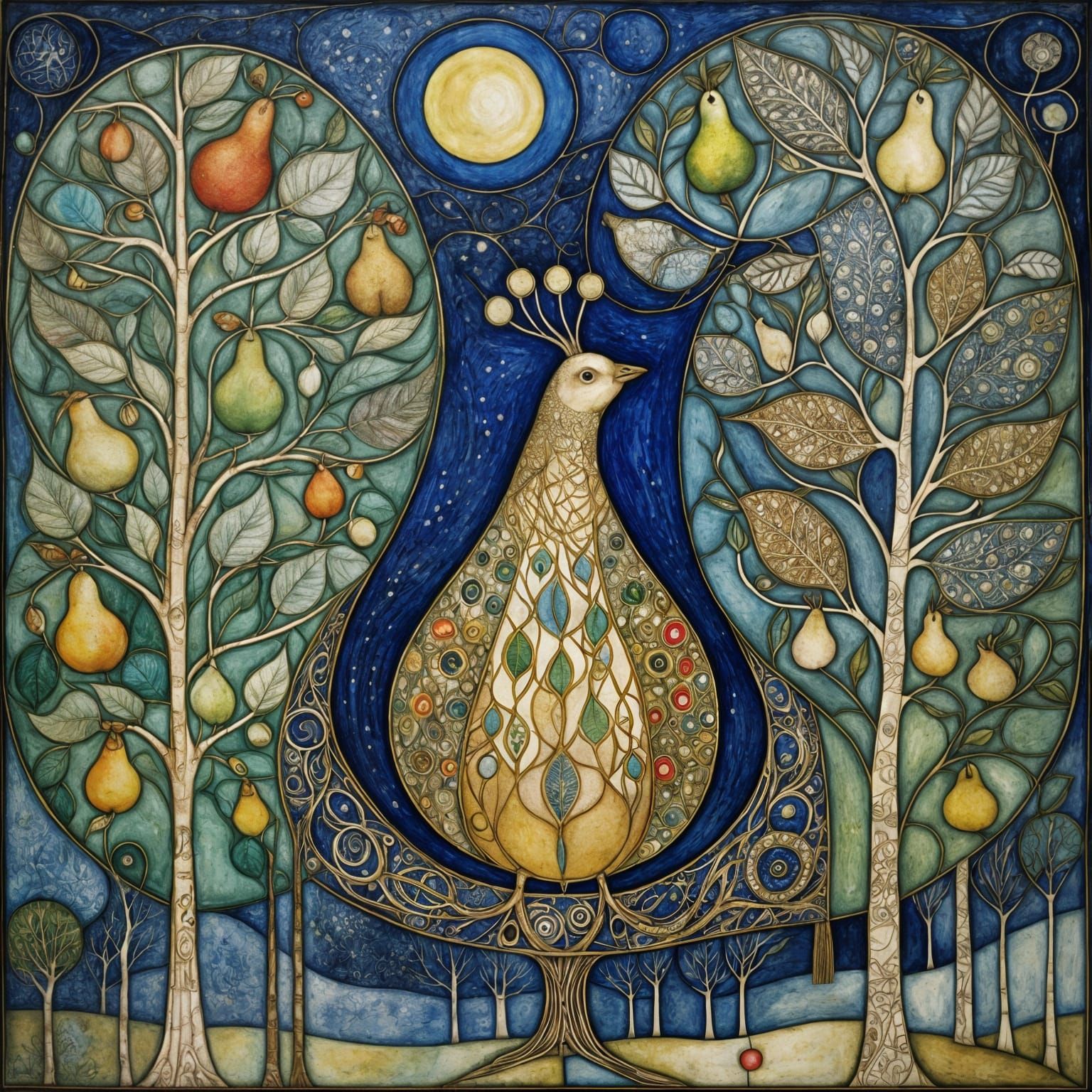 Partridge in Pear Tree: Intricate Art
