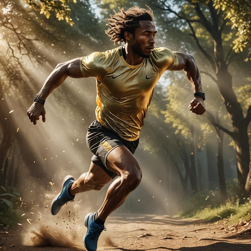 Ethereal Athlete Running: Hyperrealistic Digital Art