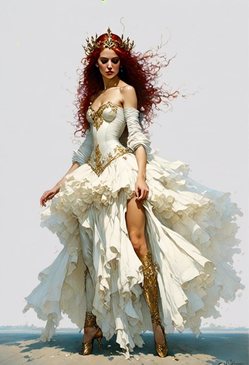 Fantasy Ballerina with Jeweled Corset in Dark Style