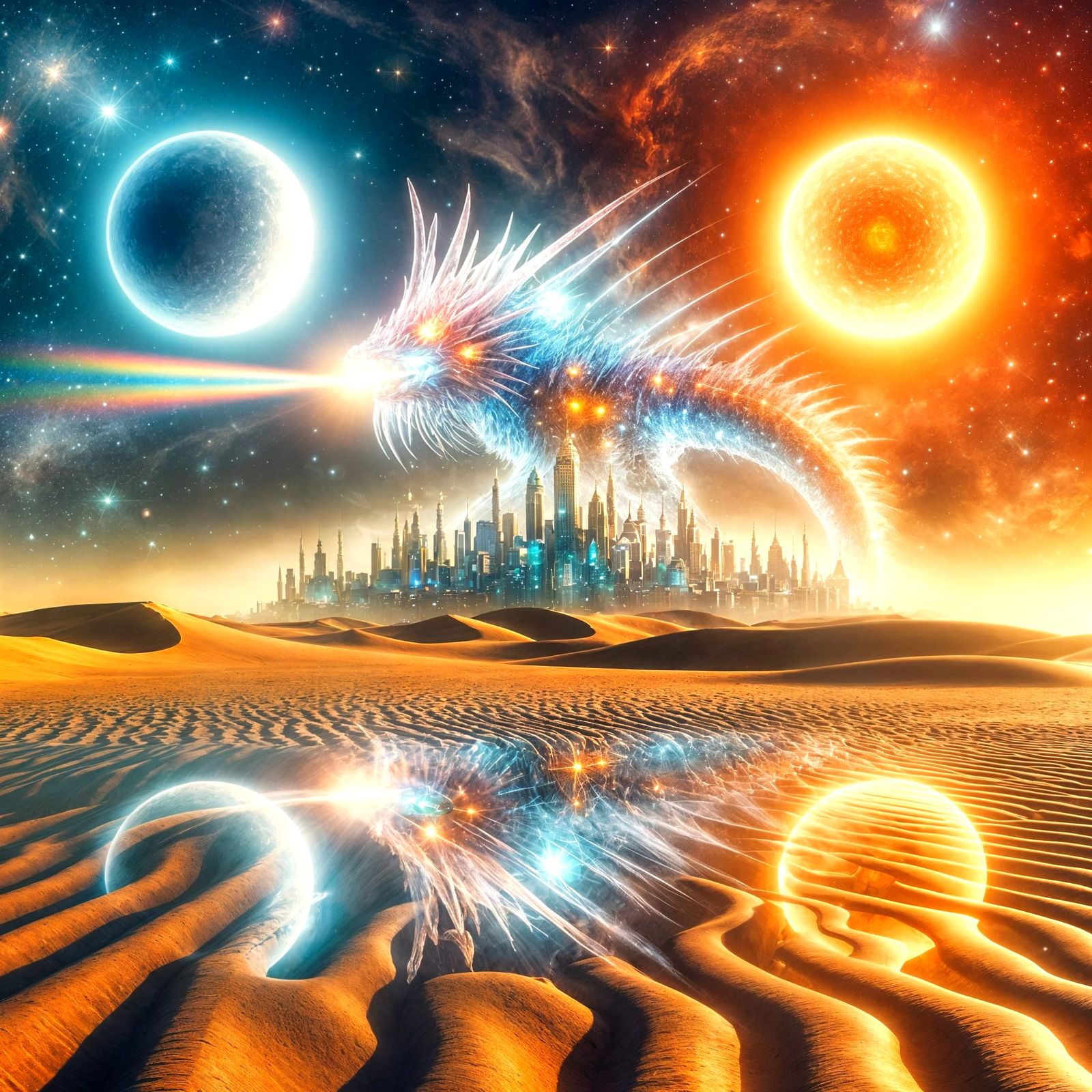 Alien Desert Mirage with Crystalline Dragon