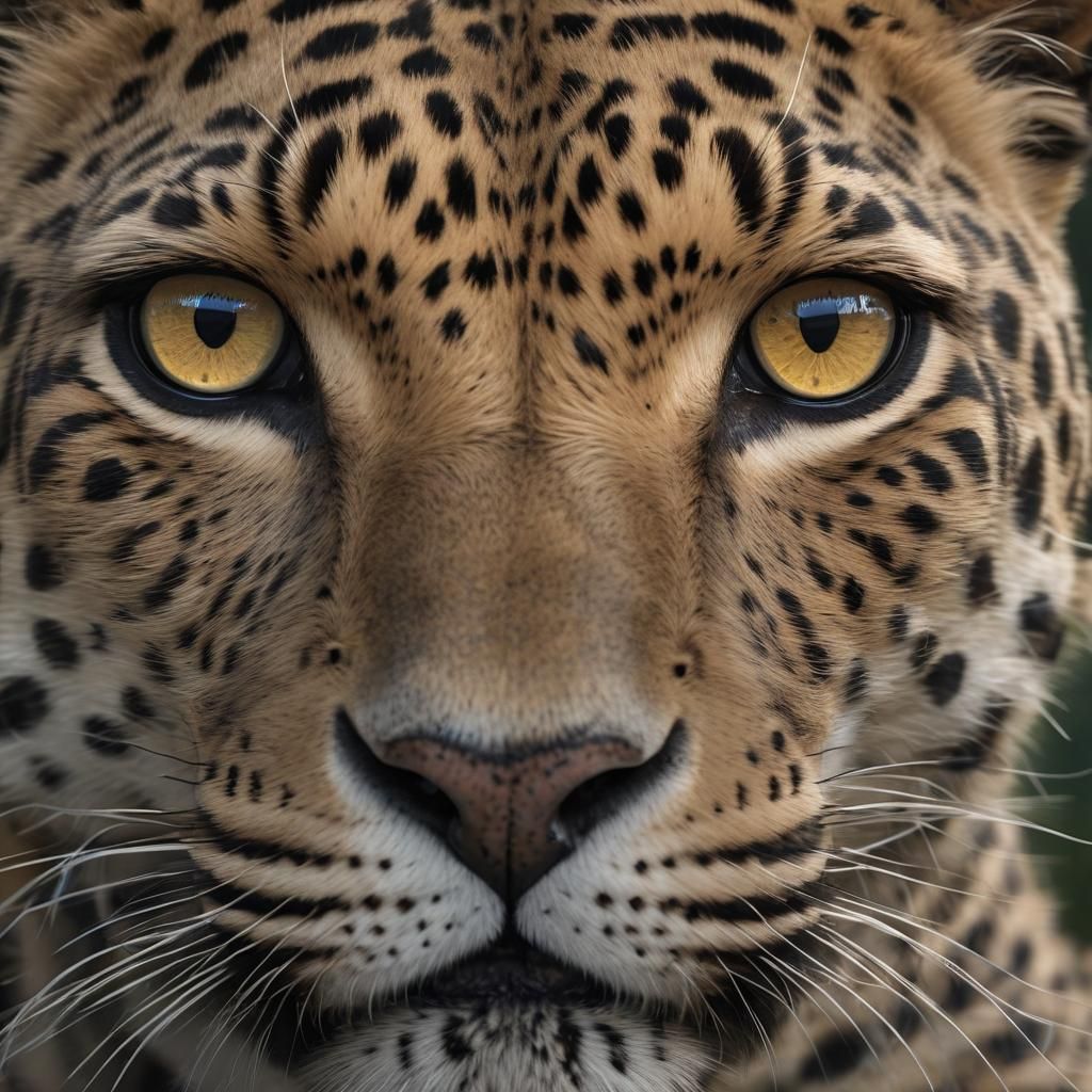 Close-up Leopard with Glittering Eyes in Detailed Matte Pain...