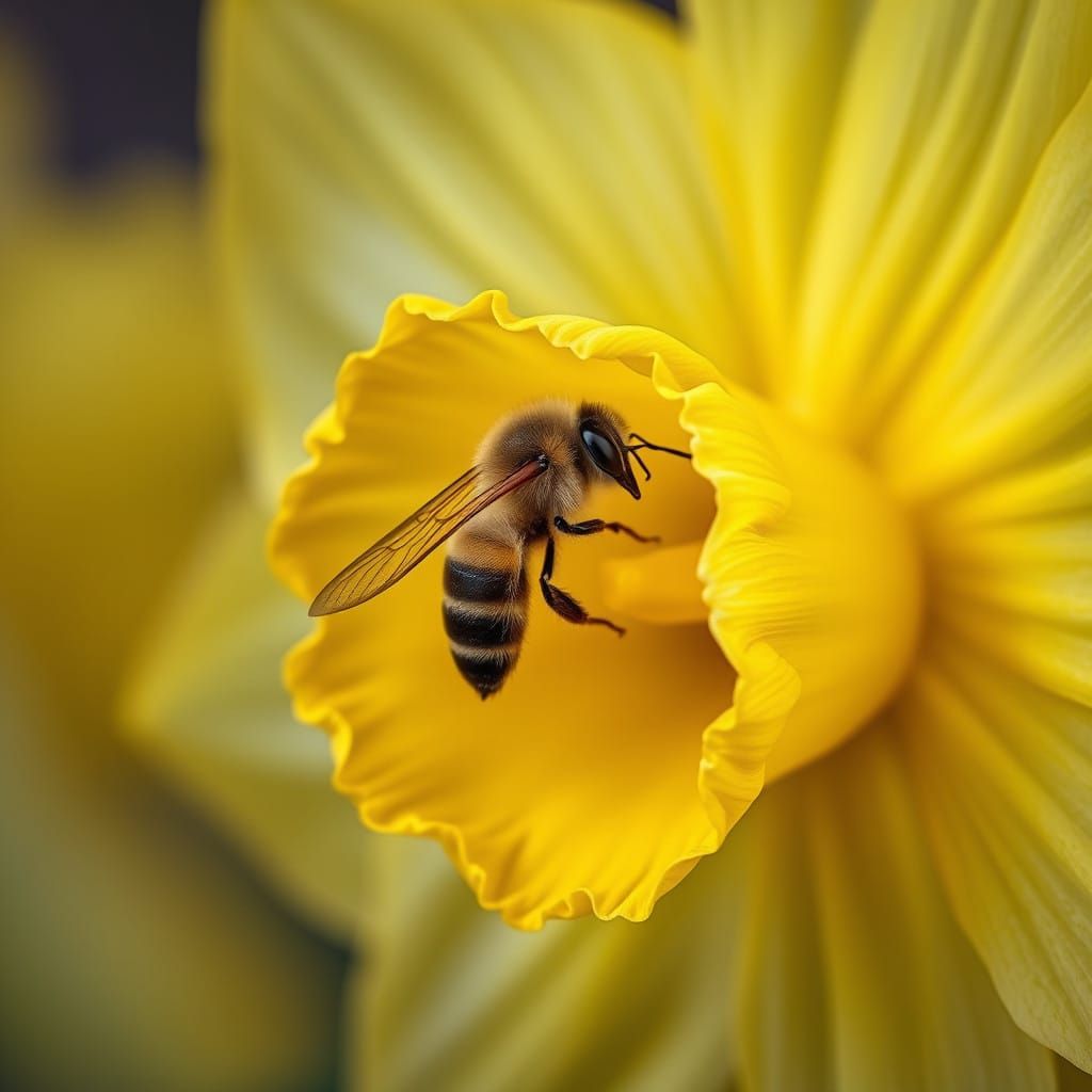 Hyperrealistic Daffodil Blooms with Vibrant Yellow and Danci...