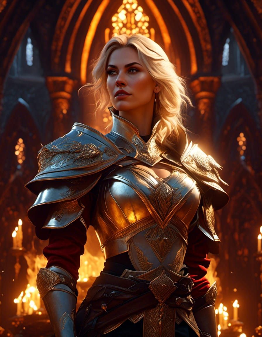 Fantasy Cleric Pinup Portrait in Dark Art Style