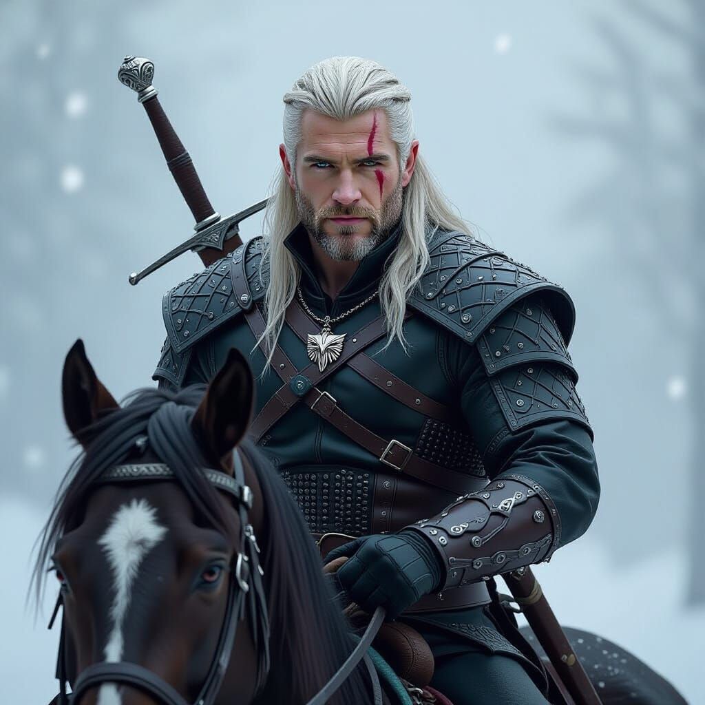 Geralt of Rivia on Roach: Dark Fantasy Art