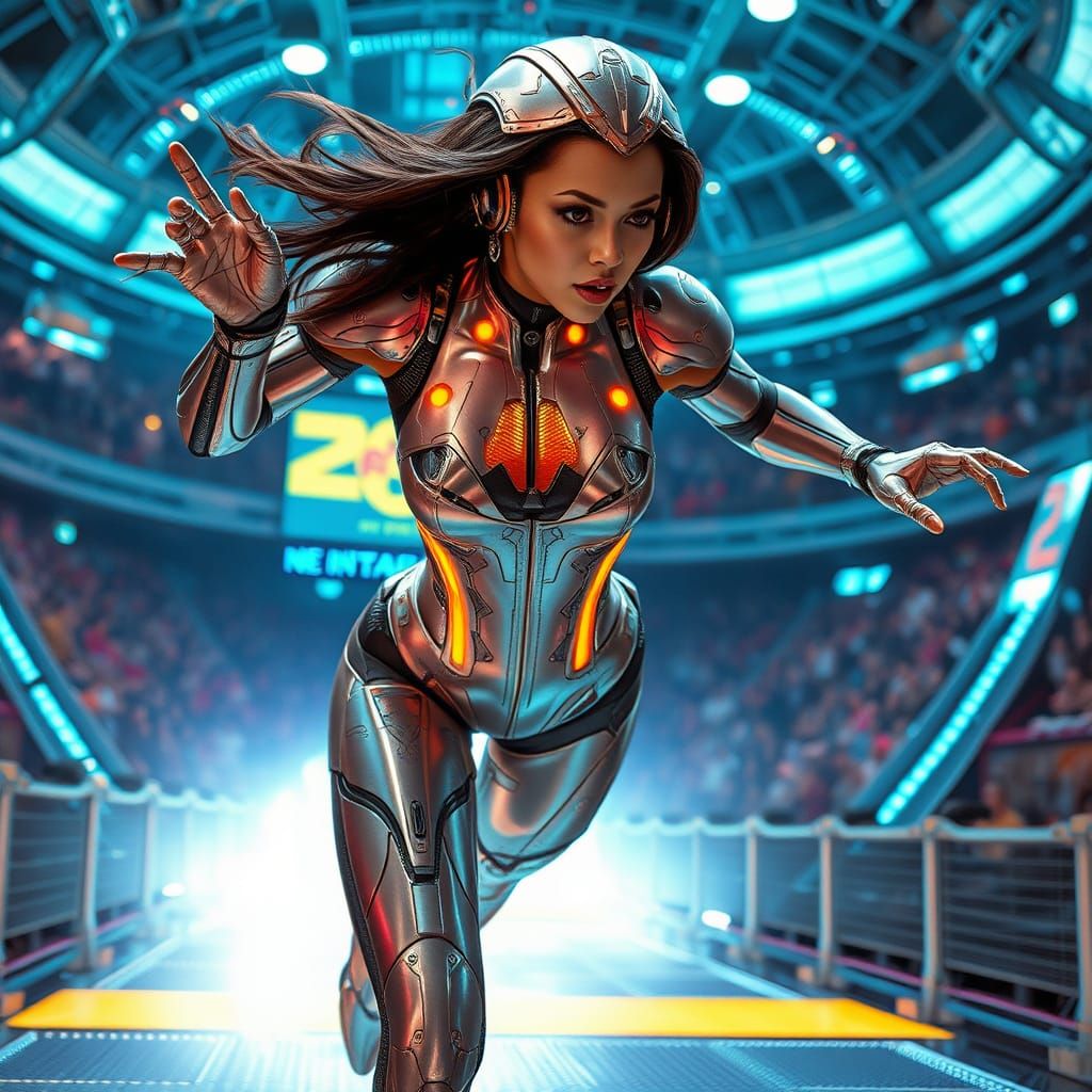 Cybernetic Warrior Surges into Motorball Arena