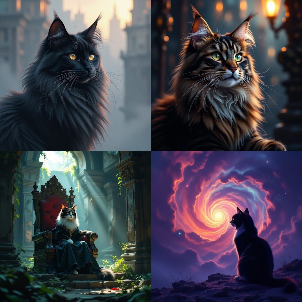 Majestic Cat King in Dramatic Matte Painting Style
