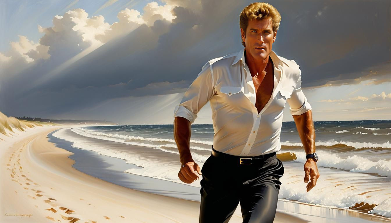 David Hasselhoff Beach Rescue in Schjerfbeck Style