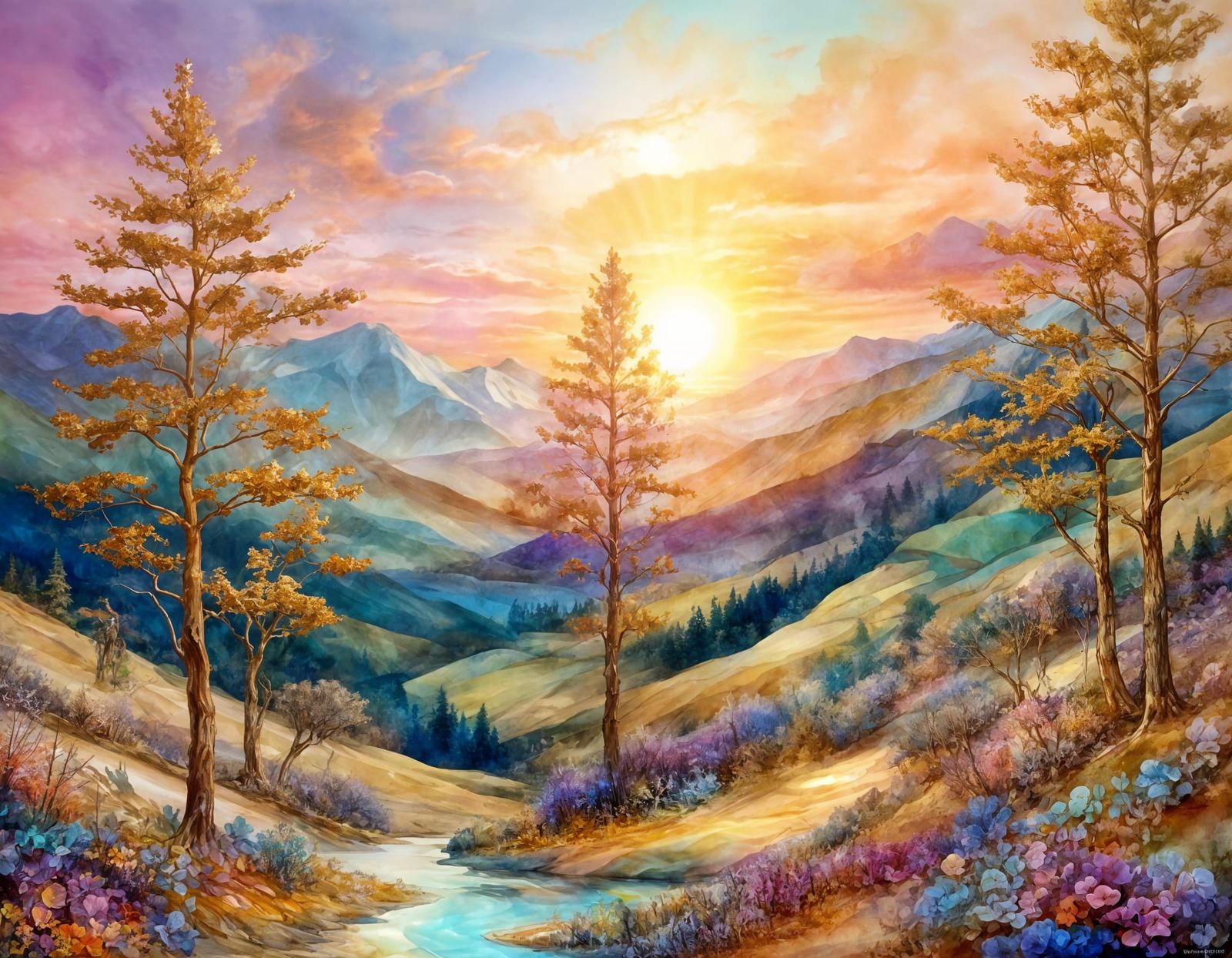 Ethereal Dreamscape in Vibrant Opalescent Hues