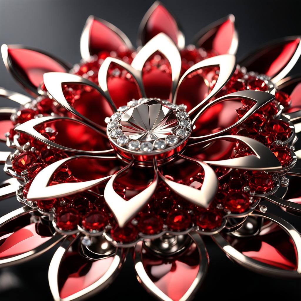 Exotic Metal Flower with Diamond Petals
