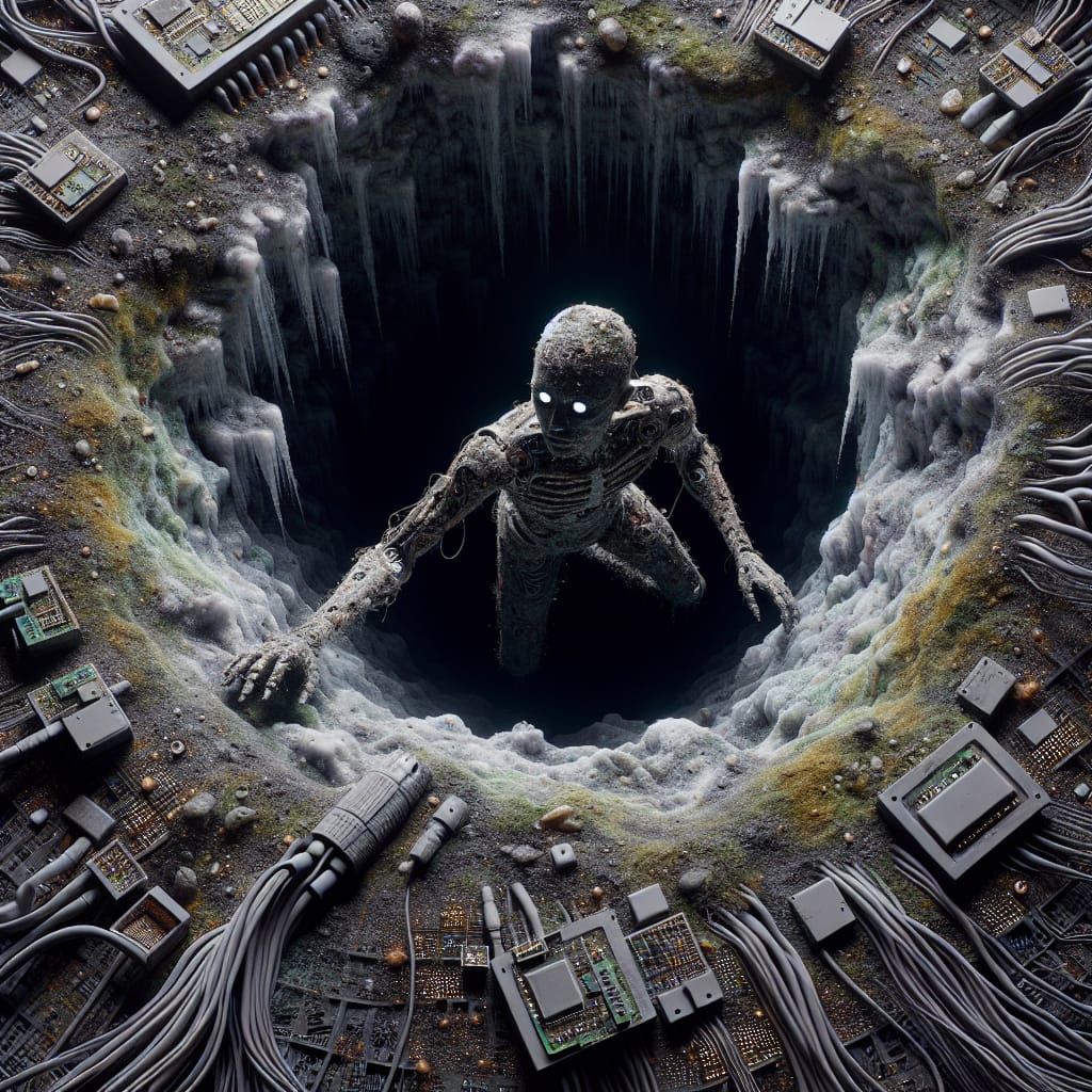 Mycelium Figure Emerges from Decayed Ice Moss