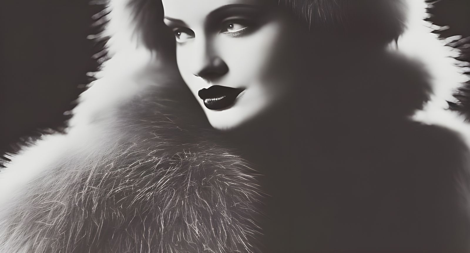 Noir Portrait of a Beautiful Woman in Fur