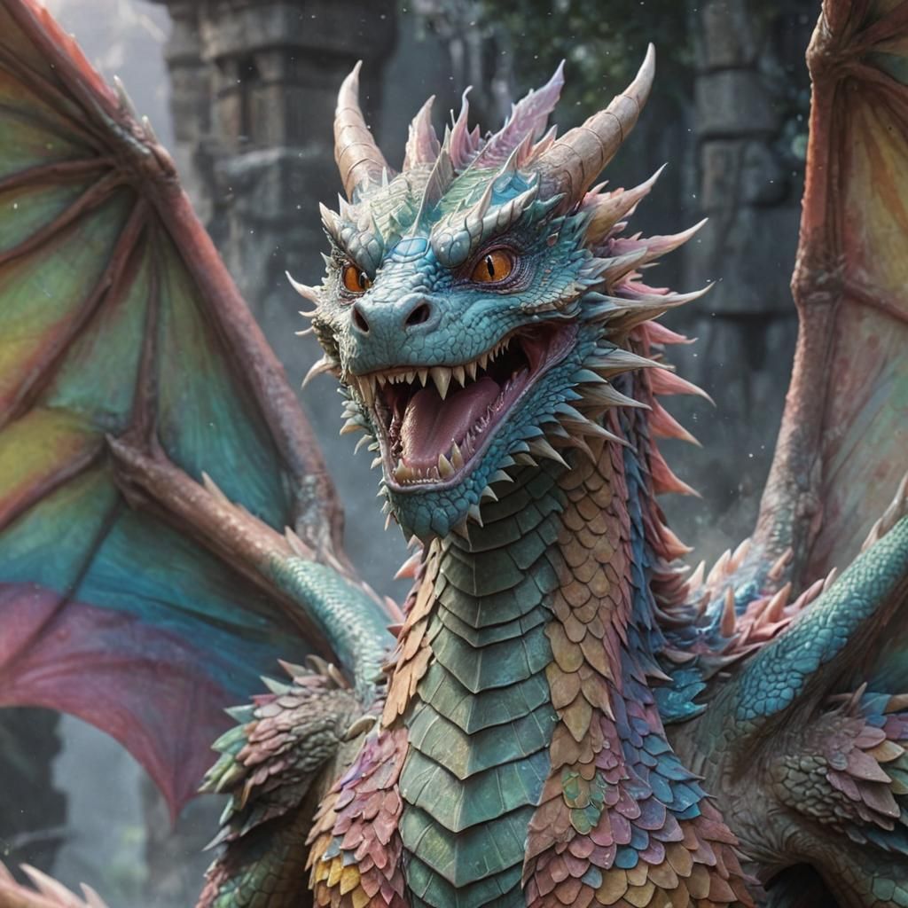 Anime-Inspired Dragon Portrait in Pastel Colors