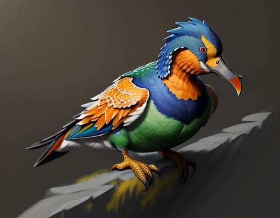 Hyperrealistic Mandarin Drake Impasto Painting