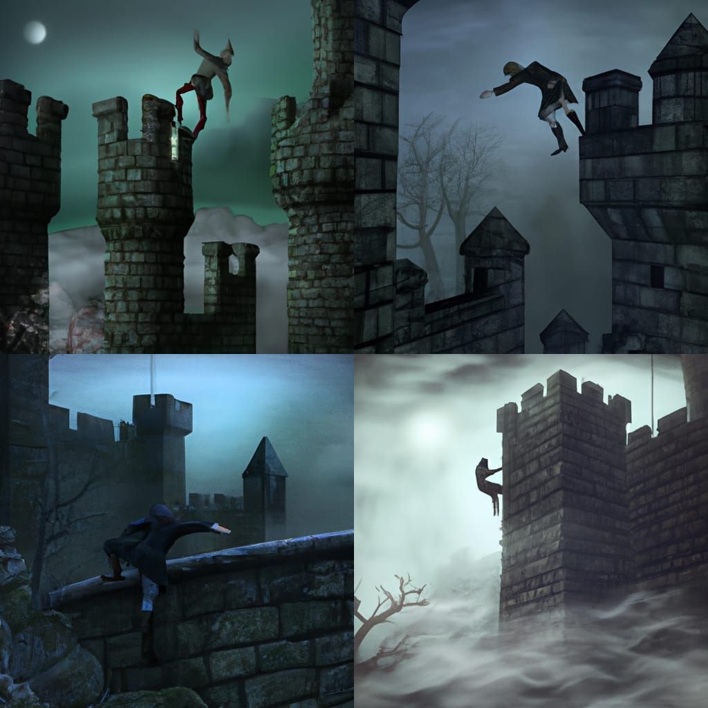 Rogue Climbs Castle Wall on Foggy Night