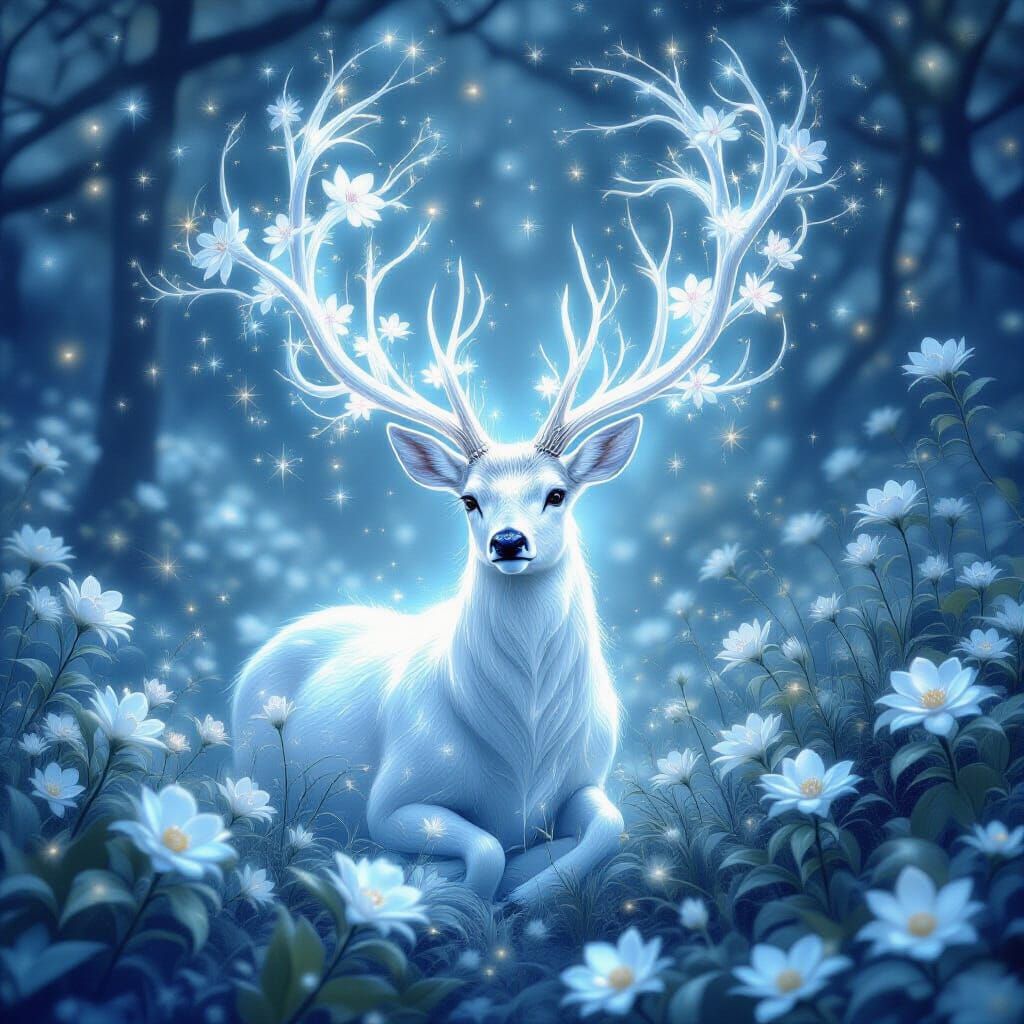 Mystical Glowing Deer in Ethereal Fantasy