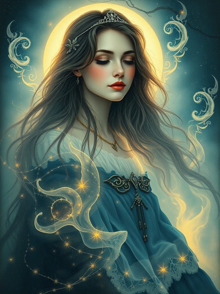 Sjöfn, Goddess of Love in Ethereal Art Nouveau Beauty