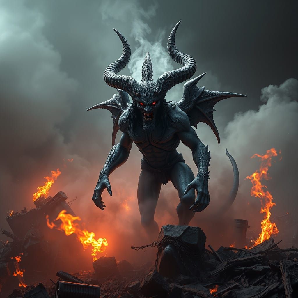 Epic Demon Kali Purush Emerges from Ashes in Cyberpunk Apoca...