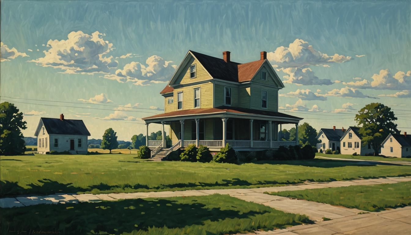 Realistic Ohio Countryside House in American Realism Style