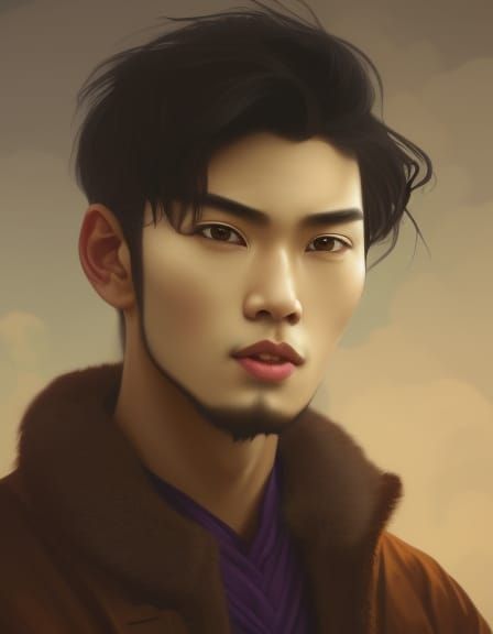 Handsome Asian Prince Portrait in Hyperdetailed Style