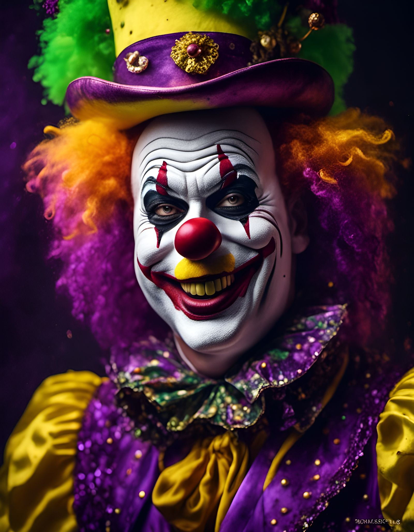 Ecstatic Clown Portrait in Vibrant Colors