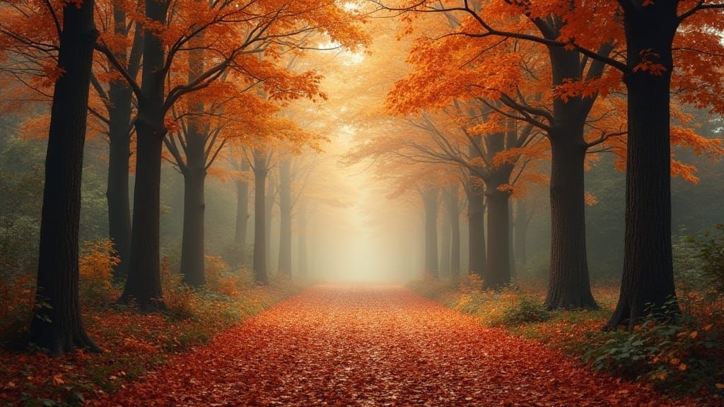 Autumn Forest Scene in Whimsical Watercolor Style