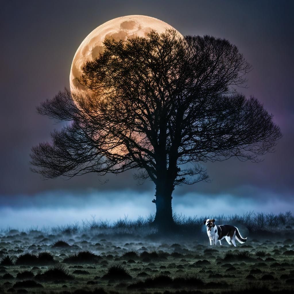 Hound with Glowing Eyes: Professional Photography