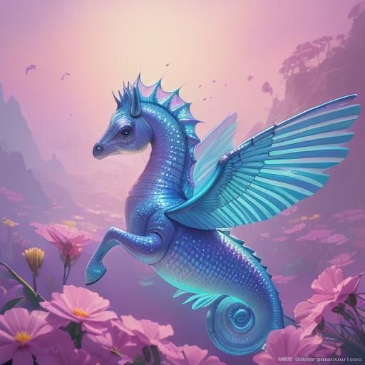Winged Seahorse in Candy Art Style