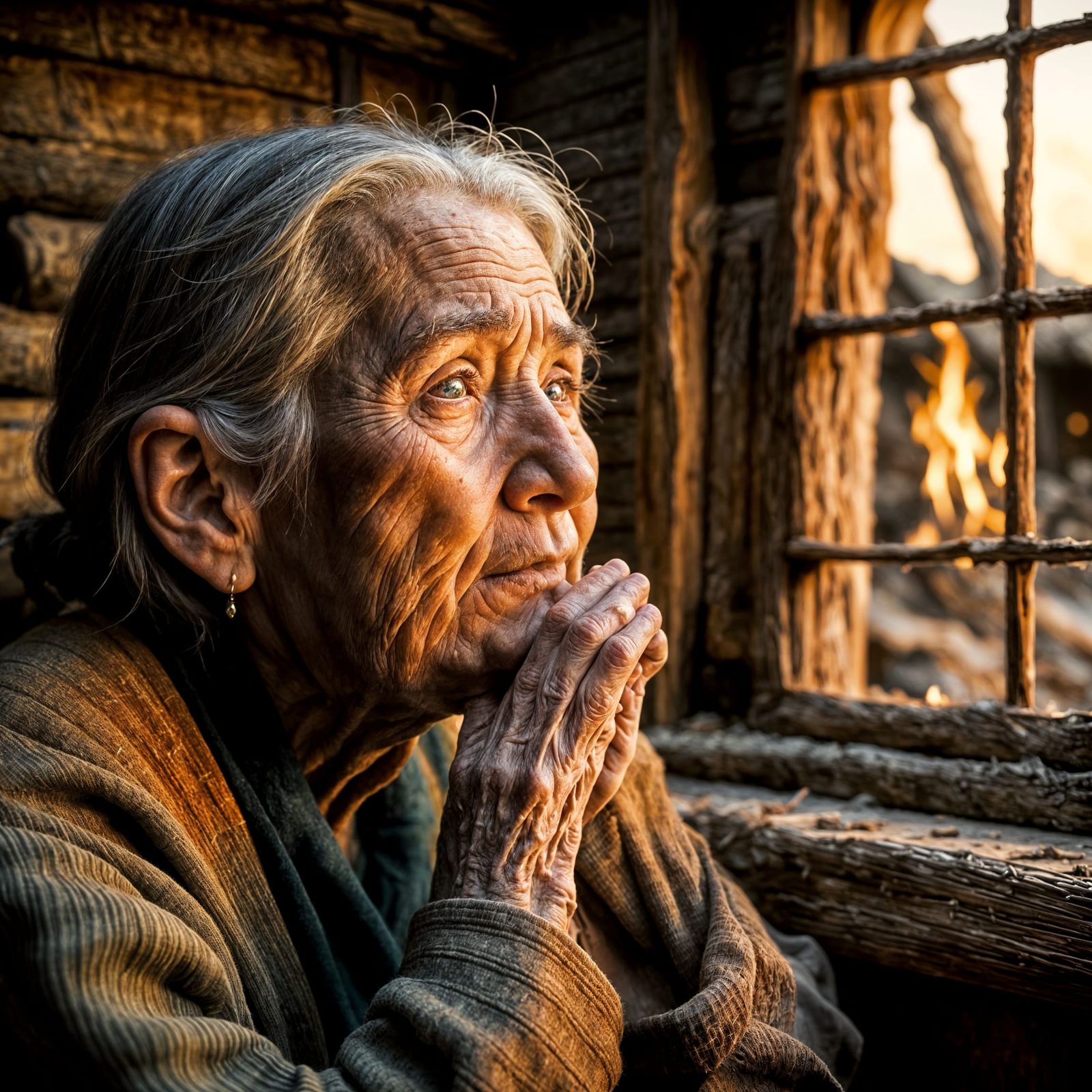 Old Woman in Hut Reflects on Life