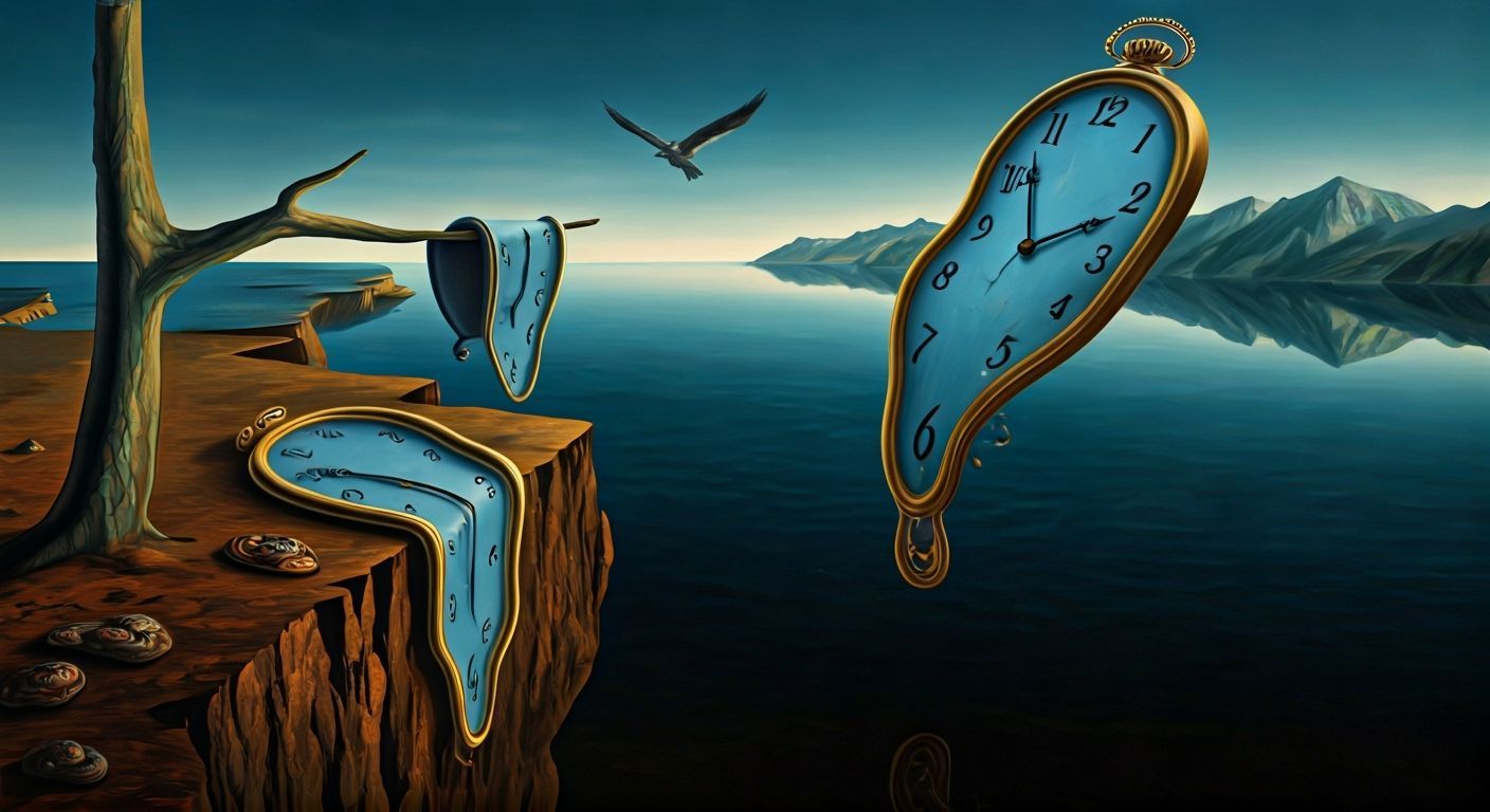 Surreal Melting Clock with Rising Numerals